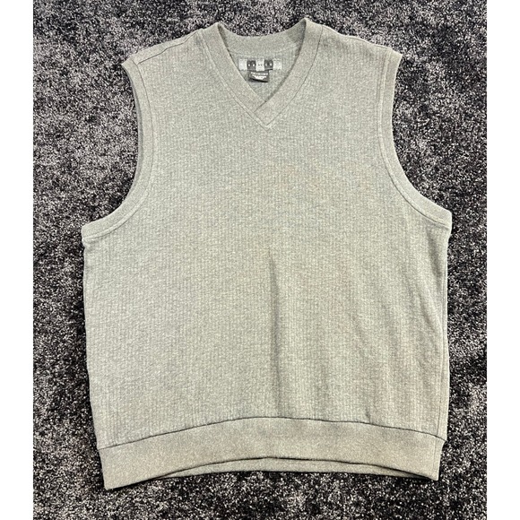 Vintage Rare Nike Golf Ribbed Knit Sleeveless Sweater Vest V-Neck Gray Mens L - Picture 1 of 8